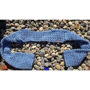 Handmade Crochet Shrug Sweater Blue Open Knit Bolero Cropped Long Sleeve Boho